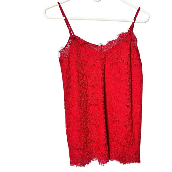 Monteau Los Angeles Red Thin Adjustable Strap Sleeveless V Front Blouse Sz M - Picture 1 of 9
